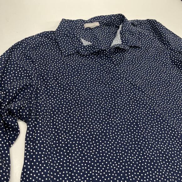 Woman Within Polka Dot V Neck Popover Navy Blue Blouse 3/4 Sleeve Size 1X 22 - Picture 6 of 14
